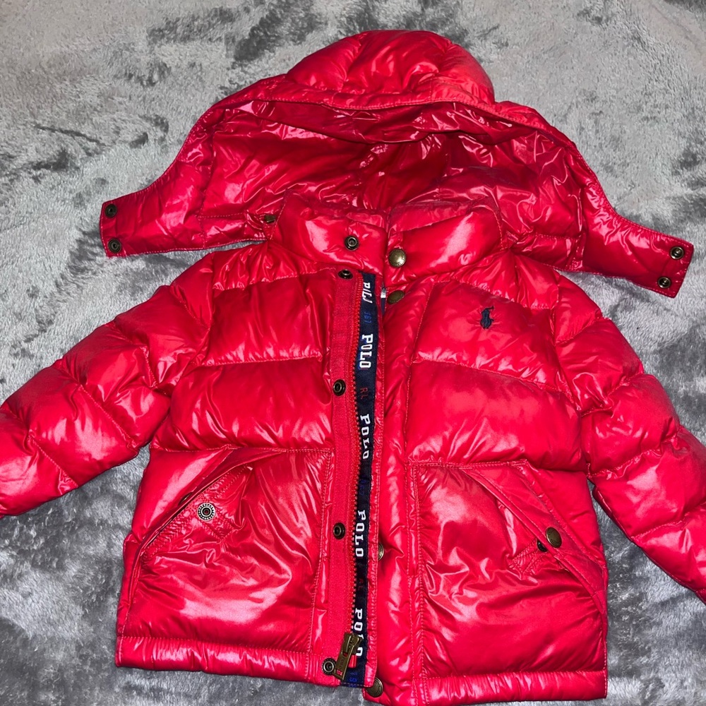 Red , polo coat